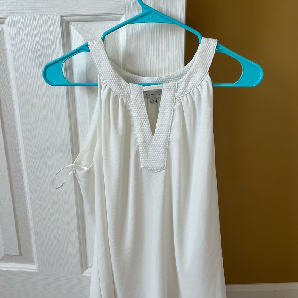 Skies Are Blue Ivory Textured Sleeveless Top